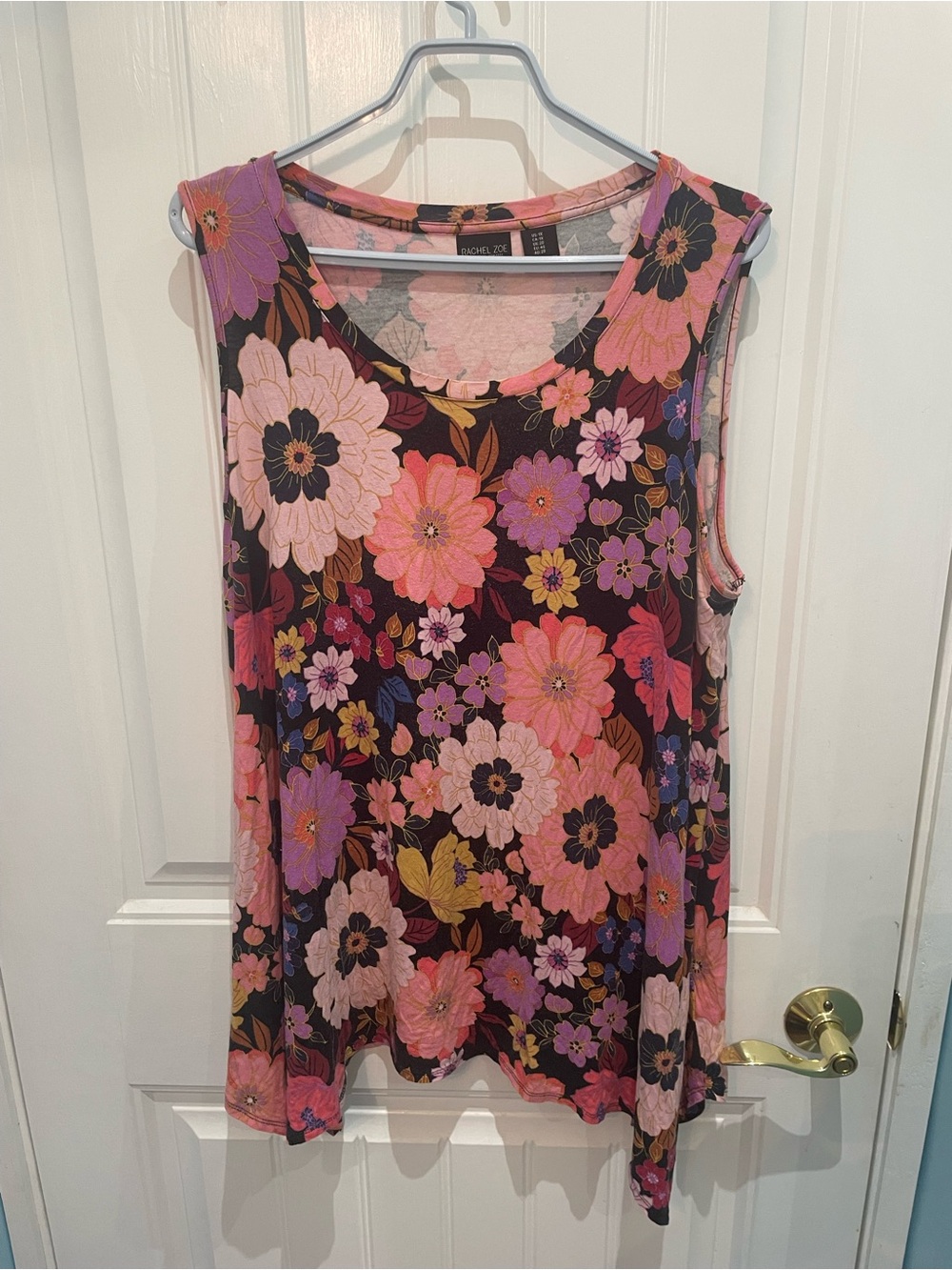 Rachel Zoe Floral Scoop Neck Tank in Pink and Purple